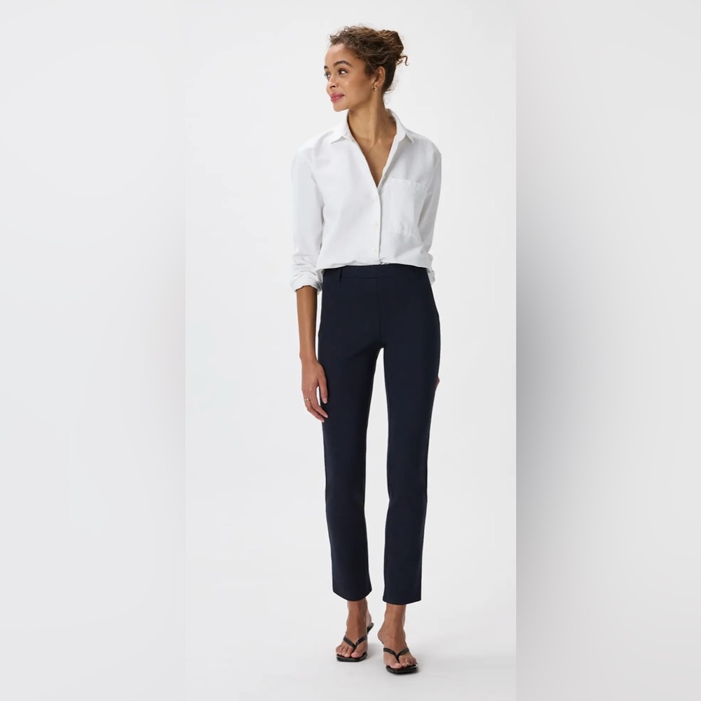 Quince Ultra-Stretch Ponte Straight Leg Pants – Navy – Medium Tall